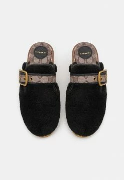 Coach DYLAN SHEARLING - Heeled Mules - Black/oak -Coach Shop 077cba33a1c342f0959b3b2bc927eba6