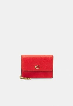 Coach POLISHED PEBBLED HALF FLAP CARD CASE - Wallet - Red Orange