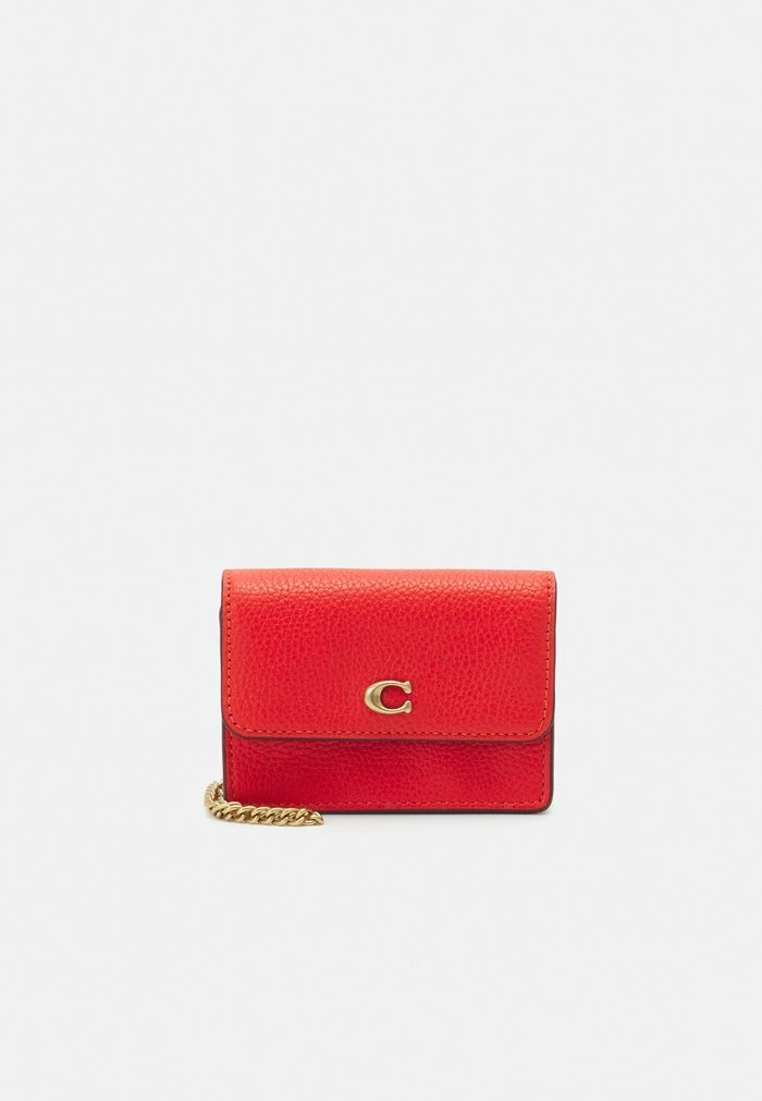 Coach POLISHED PEBBLED HALF FLAP CARD CASE - Wallet - Red Orange 1 Coach POLISHED PEBBLED HALF FLAP CARD CASE - Wallet - Red Orange