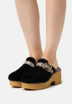 Coach DYLAN SHEARLING - Heeled Mules - Black/oak