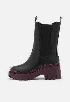 Coach ALEXA BOOTIE - Platform Boots - Black/deep Berry