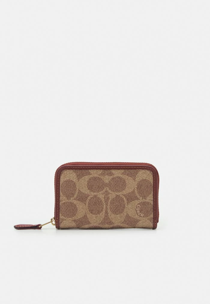 Coach COATED SIGNATURE SMALL ZIP AROUND CARD CASE - Wallet - Tan Rust 1 Coach COATED SIGNATURE SMALL ZIP AROUND CARD CASE - Wallet - Tan Rust