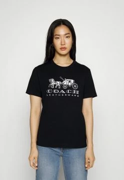 Coach EVERGREEN HORSE AND CARRIAGE TEE - Print T-shirt - Black