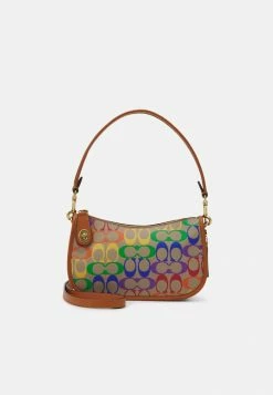 Coach PRIDE COATED SIGNATURE SWINGER - Handbag - Tan Hazelnut/multi