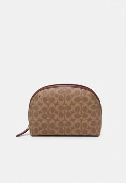 Coach COATED SIGNATURE JULIENNE COSMETIC CASE - Wash Bag - Tan/rust