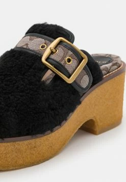 Coach DYLAN SHEARLING - Heeled Mules - Black/oak -Coach Shop 7c03909dff9046ee86cbb88ffb6d562a