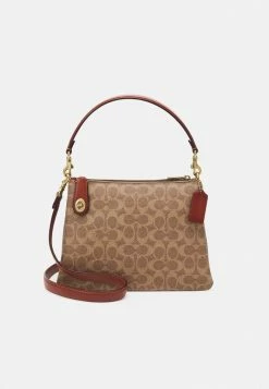 Coach SIGNATURE DOUBLE ZIP SHOULDER - Handbag - Tan/rust/nordstrom