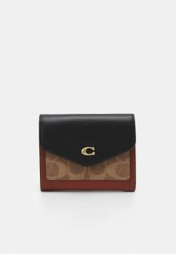 Coach COLORBLOCK COATED SIGNATURE SMALL WALLET - Wallet - Tan Black