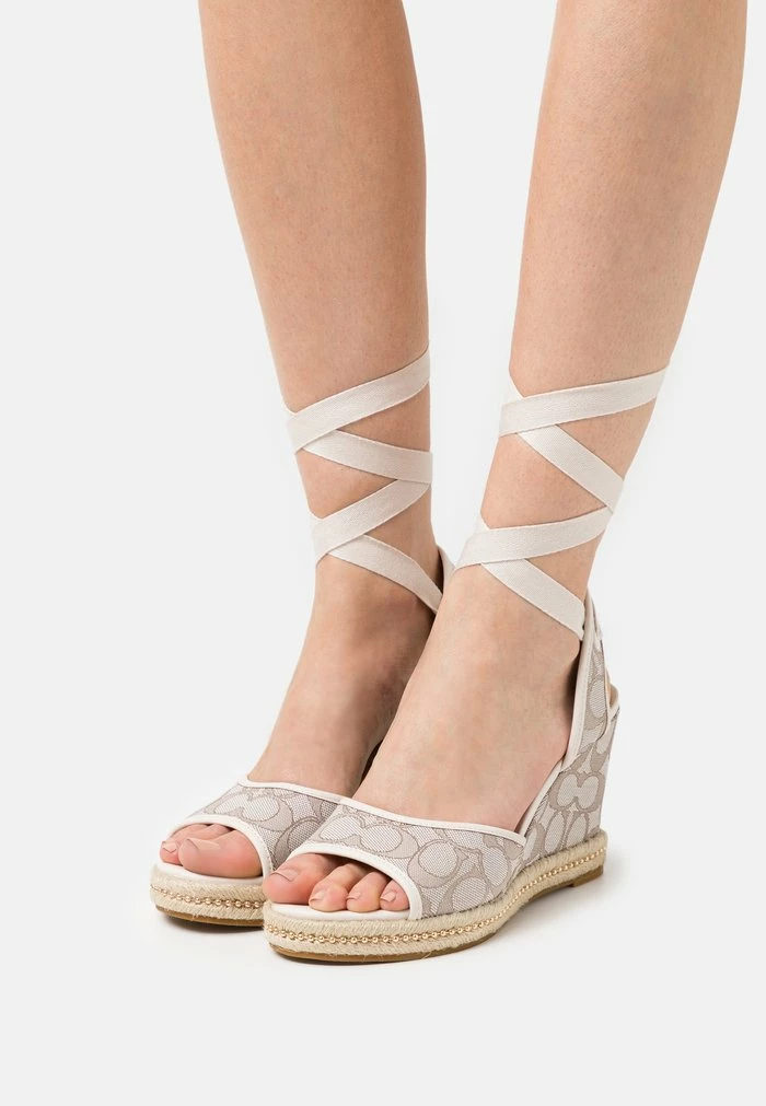 Coach PAGE WEDGE - Platform Sandals - Stone/chalk 1 Coach PAGE WEDGE - Platform Sandals - Stone/chalk