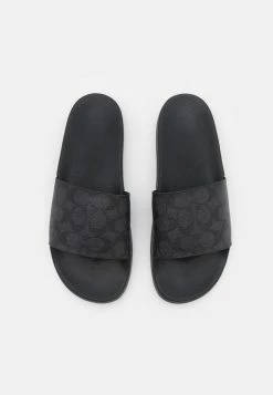 Coach SIGNATURE COATEDPOOL SLIDE - Mules - Charcoal -Coach Shop d9c18943b63440ccb9b2e335b1b24330