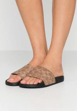 Coach UDELE SPORT SLIDE SIGNATURE COATED - Mules - Tan